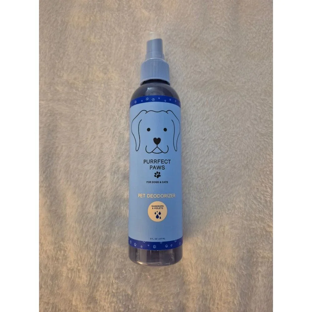 Purrfect Paws Pet Deodorizer Spray For Dogs & Cats Raindrops & Violets Scent 8 F